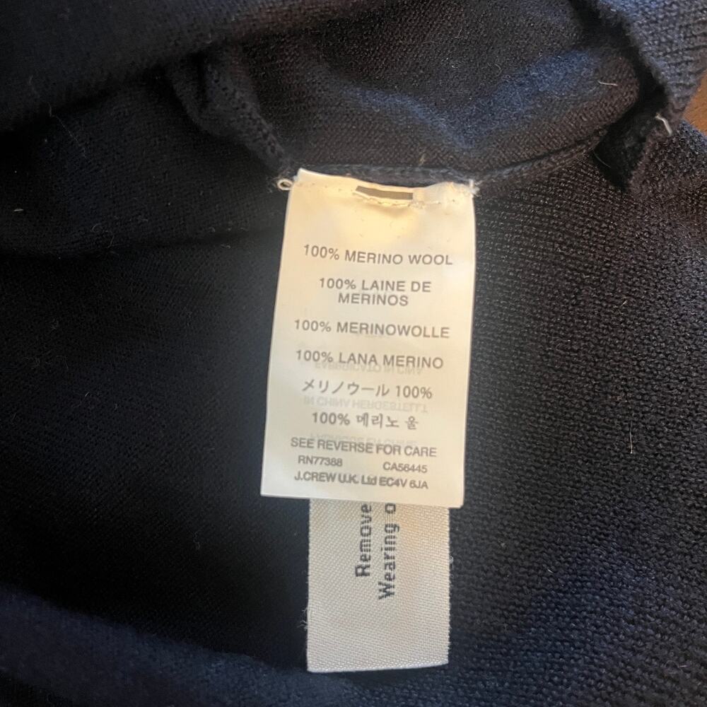 J.Crew Sweater Tippi 100% Merino Wool Knit Crewneck Pullover Navy Blue Large - Picture 9 of 13